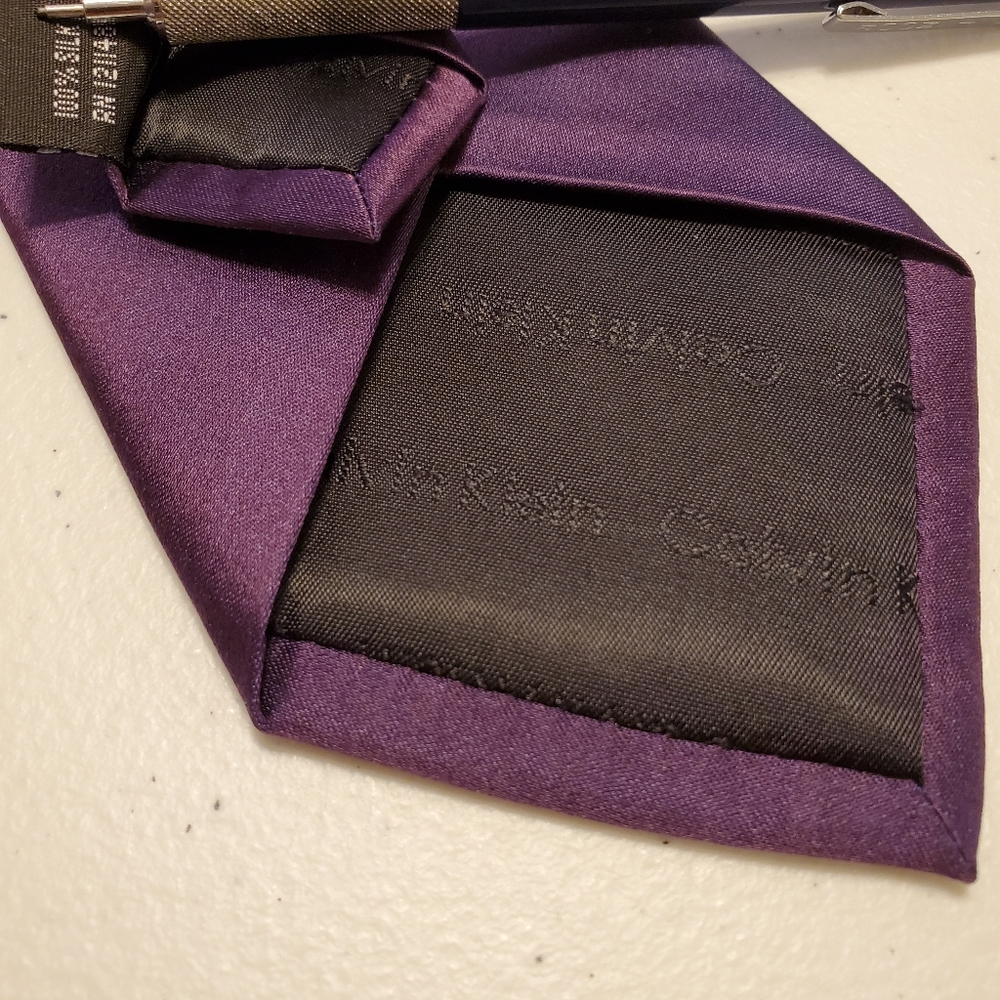 Calvin Klein Necktie Solid Purple Pattern Silk Ne… - image 4